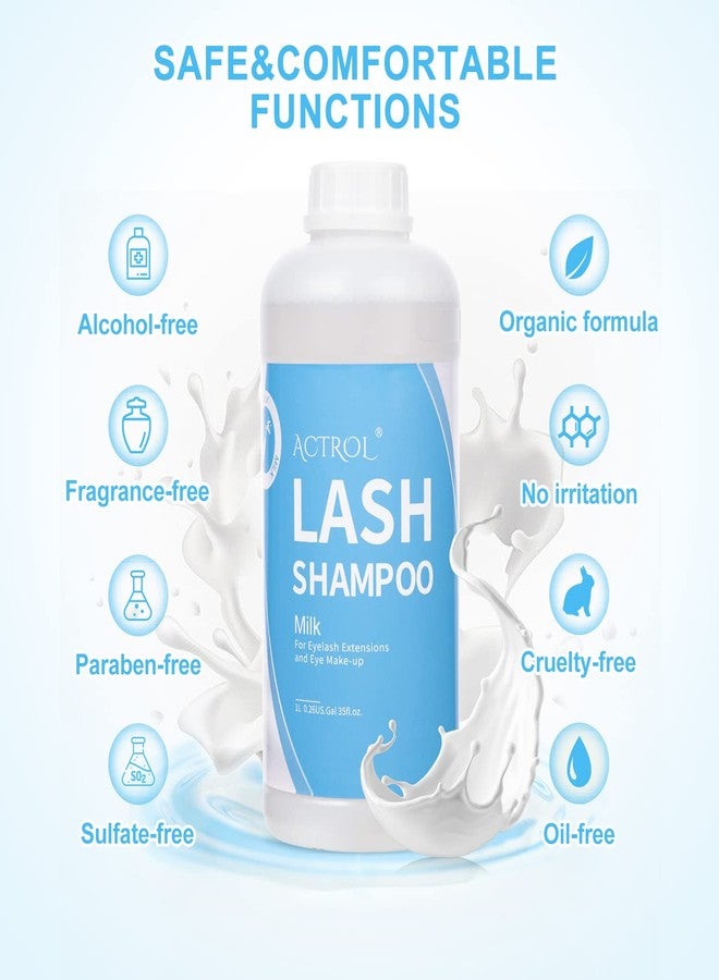 ACTROL Eyelash Extension Cleanser Milk 1L Natural Lash Extension Shampoo Professional Eyelid Foaming Cleanser Paraben & Sulfate Free Non-lrritating with Salon and Home Care - Image 4